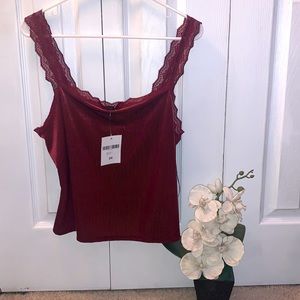 FOREVER 21 maroon ribbed tank top plus size